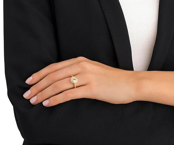 Swarovski Crystal Round Solitaire Ring ANGELIC Gold Plated