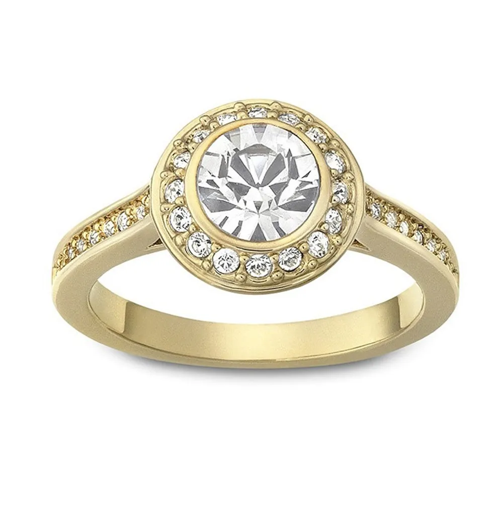 Swarovski Crystal Round Solitaire Ring ANGELIC Gold Plated