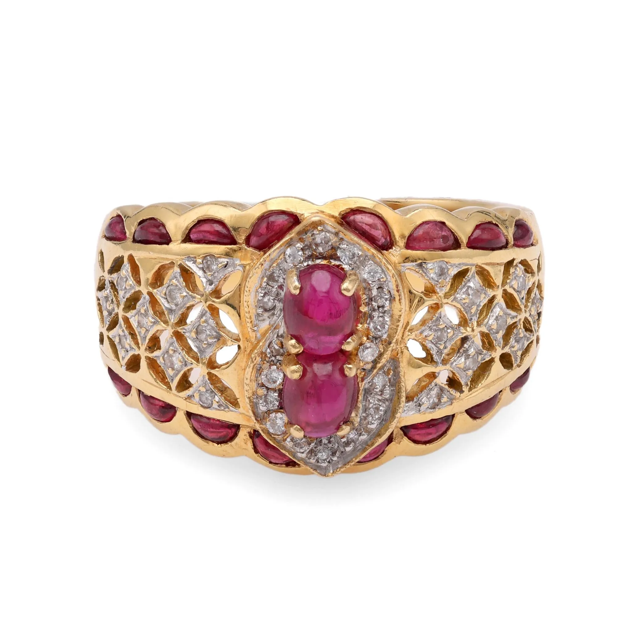 Vintage Ruby Diamond Yellow Gold Ring