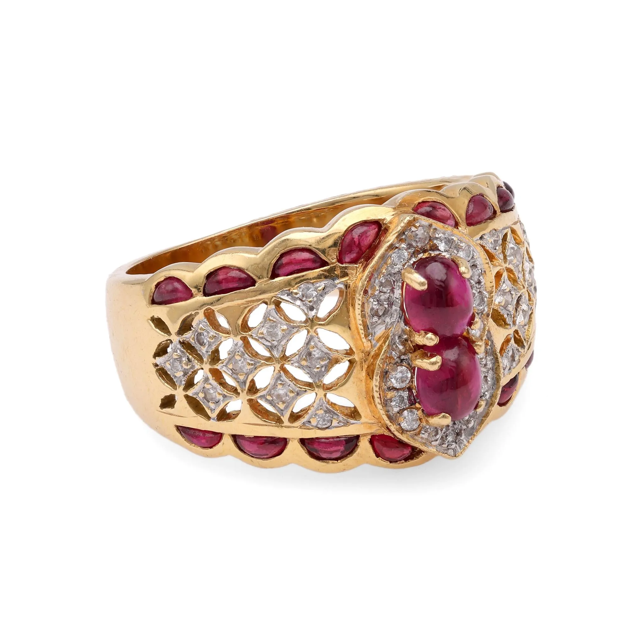 Vintage Ruby Diamond Yellow Gold Ring